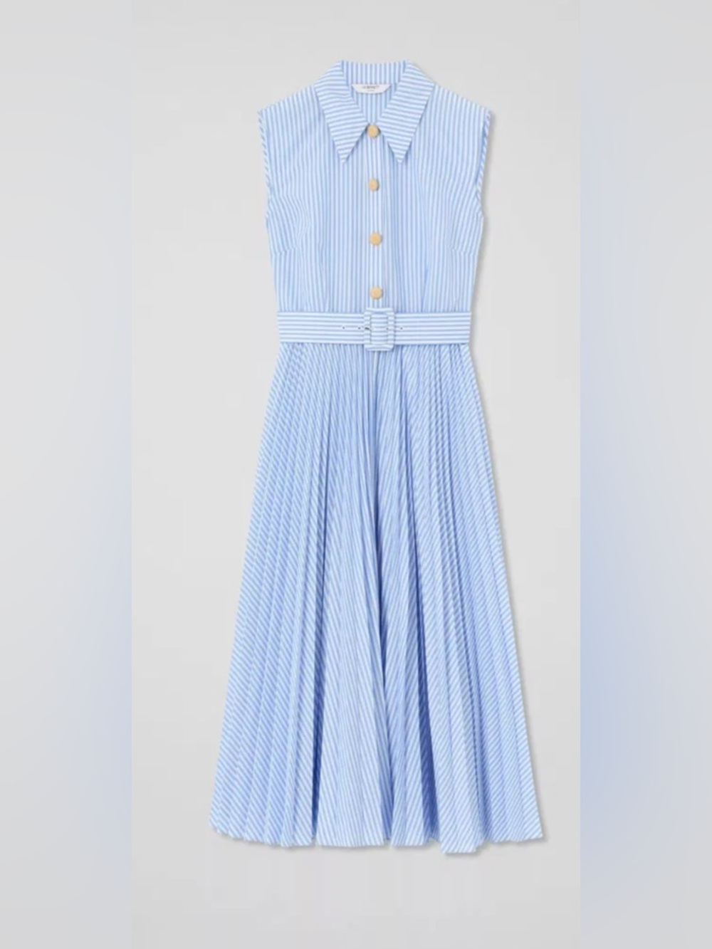 Sleeveless Blue Striped Belted Dress for Kids